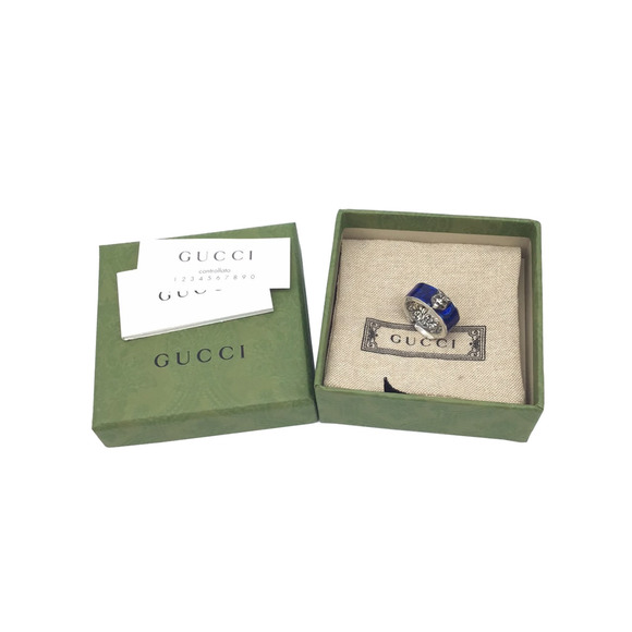 Gucci Ring No. 13 14 GUCCI Men's Women's Unisex Garden Cat Silver Blue 498500... - Picture 5 of 5